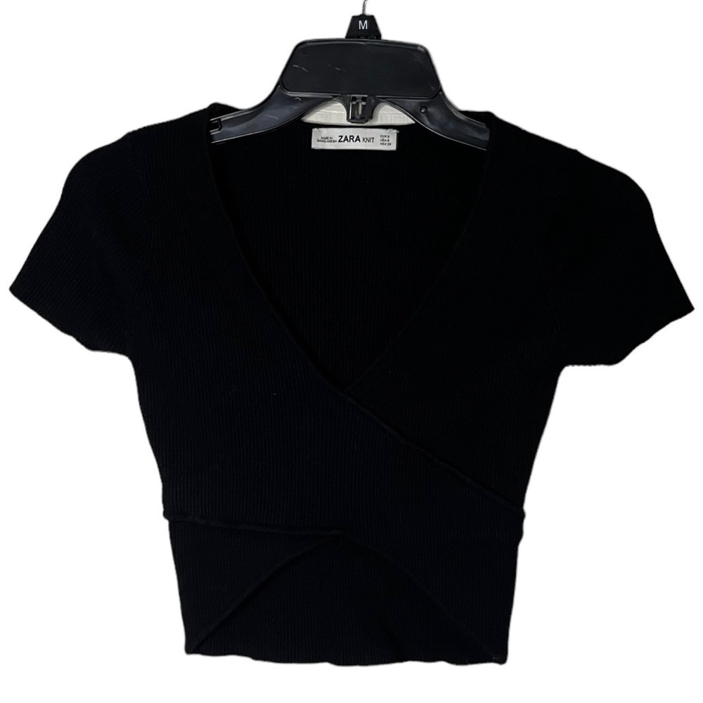 Zara Knit Viscose Blend V Neck Crop Top